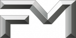 A metallic, angular design forming the letters "FM" on a light background.