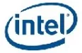 Intel logo on a white background.