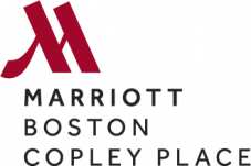 Logo for Marriott Boston Copley Place featuring a stylized red "M" above the hotel's name in bold black letters, perfect for smarthunts and team-building events.